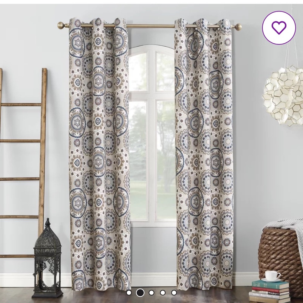 Elegant Patterned Curtains - Beige and Blue
